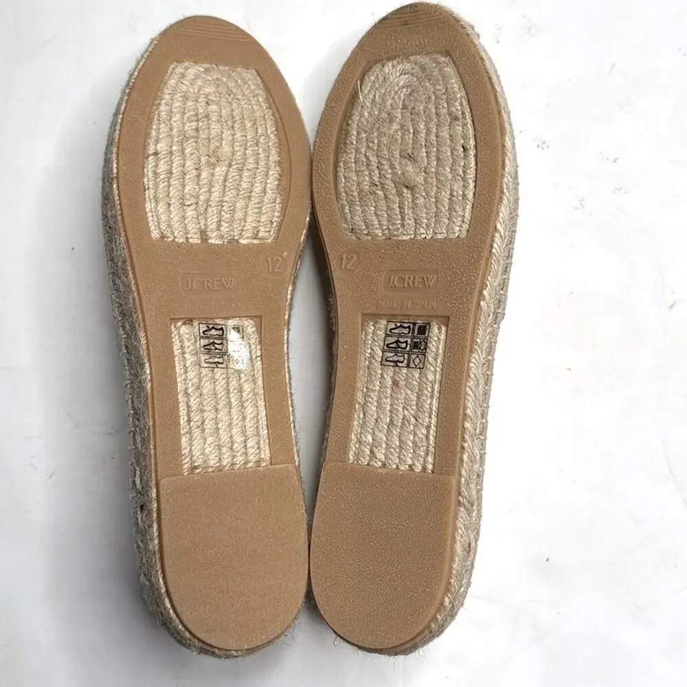 J. Crew Made-in-Spain espadrille Flats in Gold metallic canvas S-378 Sz 12
